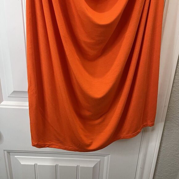 One A Orange Scoop Drape Neck Sleeveless Top Stretch Womens Size M - Picture 3 of 9